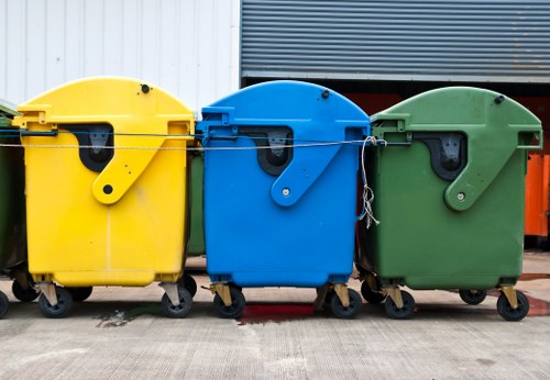 Workers removing building waste from a site